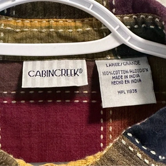 Cabin Creek Cotton Multicolor Color Block Button Down Shirt - Picture 8 of 8